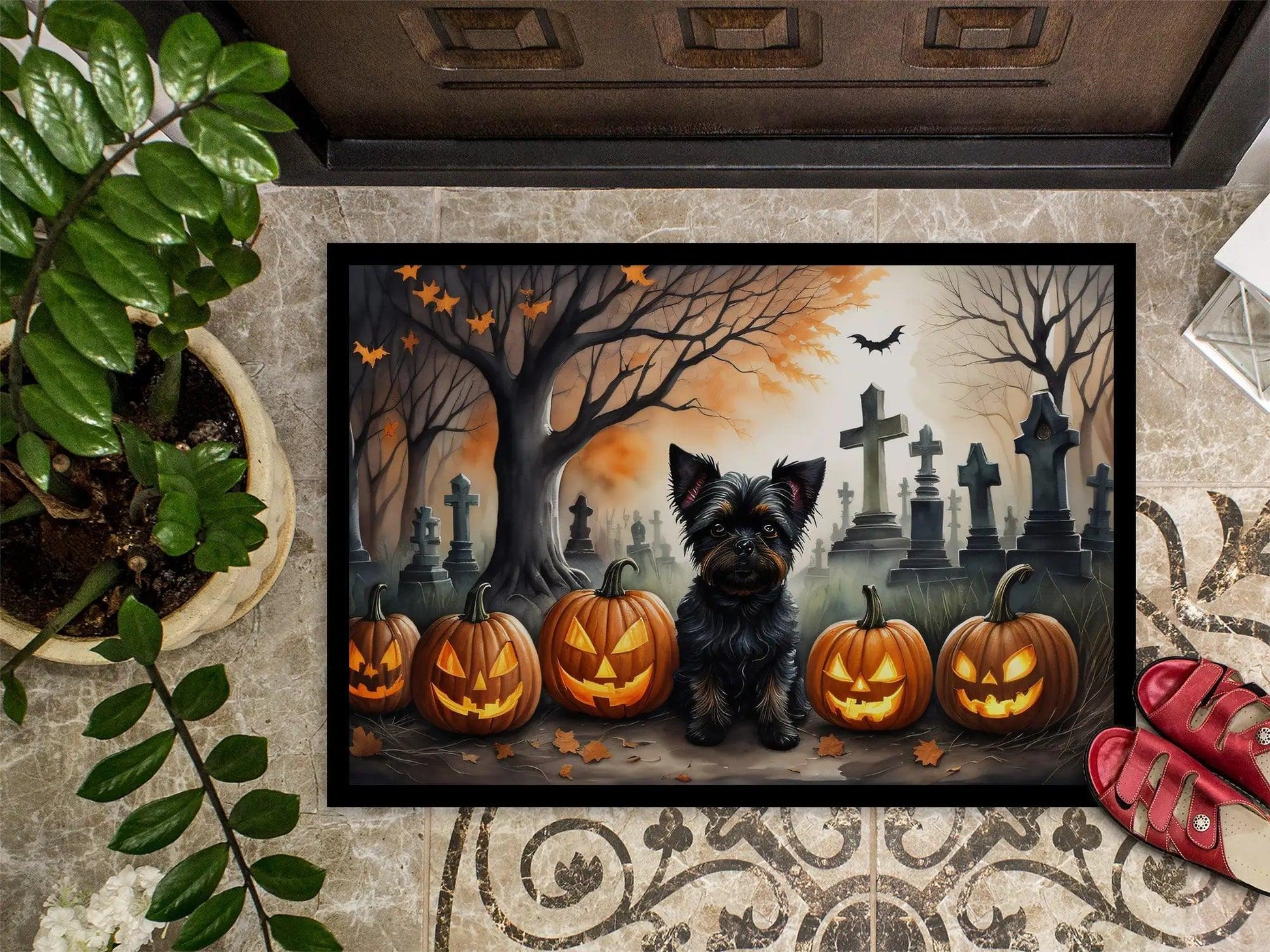 Celebrate Halloween with a Custom Affenpinscher Halloween Doormat | Durable, Weatherproof, and Non - Slip