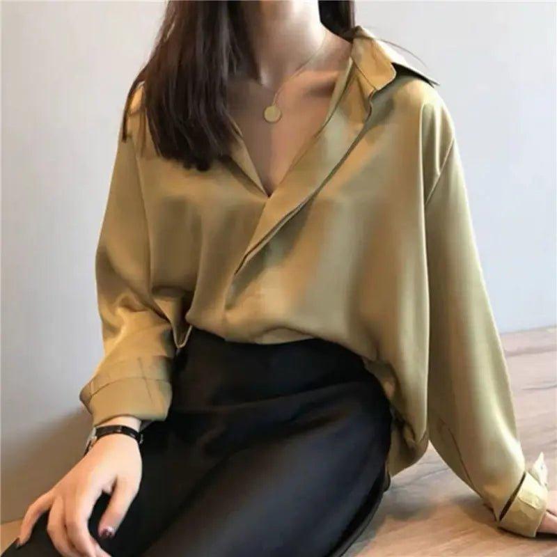 Chic V - Neck Silk Blouse