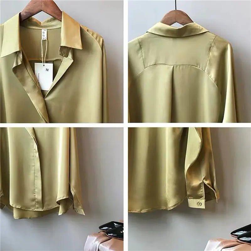 Chic V - Neck Silk Blouse