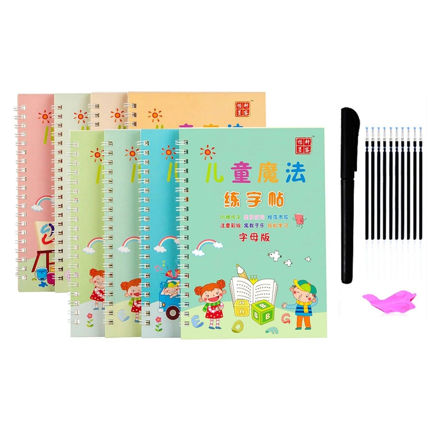 Children's Handwriting Tracing Book Set with Magic Practice Copybook and Pen