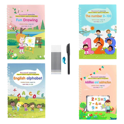 Children's Handwriting Tracing Book Set with Magic Practice Copybook and Pen