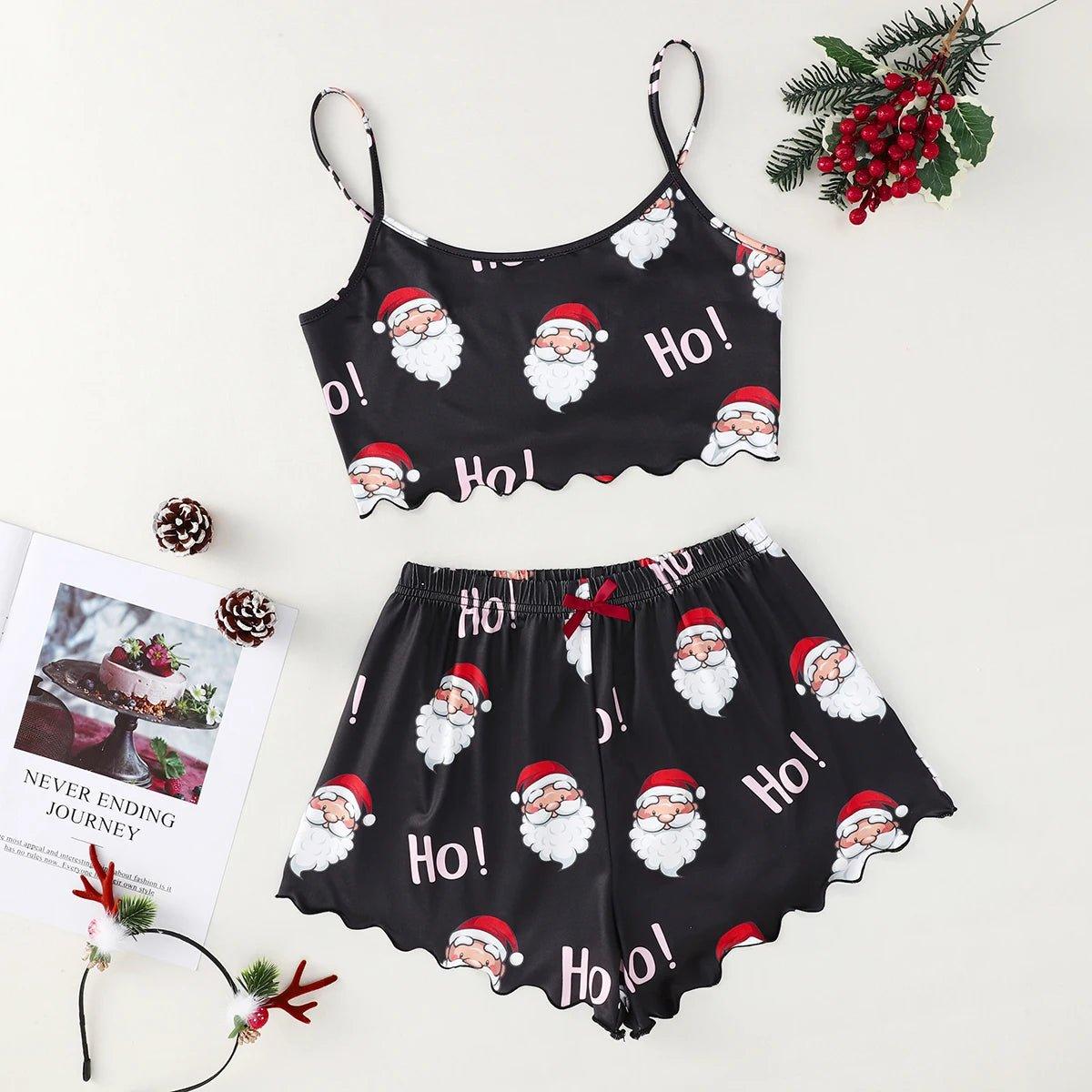 Christmas Themed Print Sleeveless Camisole Tops