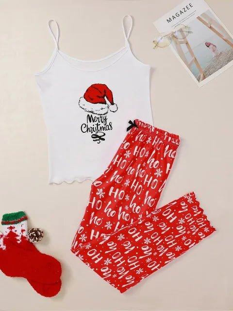 Christmas Themed Print Sleeveless Camisole Tops