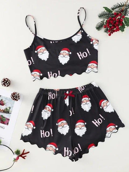 Christmas Themed Print Sleeveless Camisole Tops