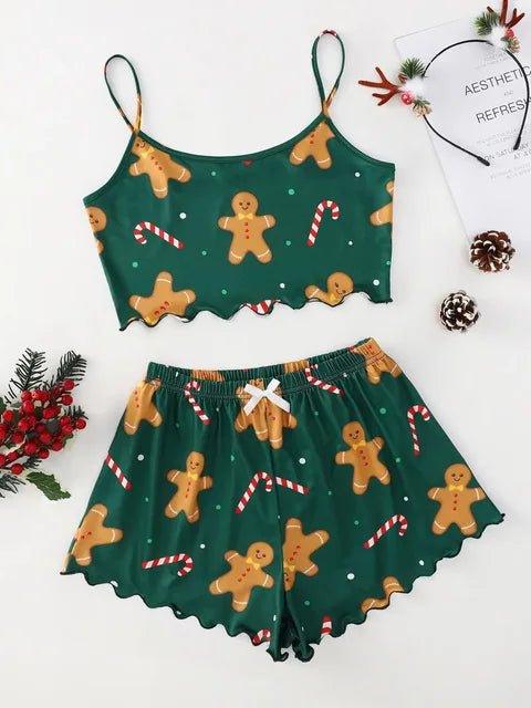 Christmas Themed Print Sleeveless Camisole Tops