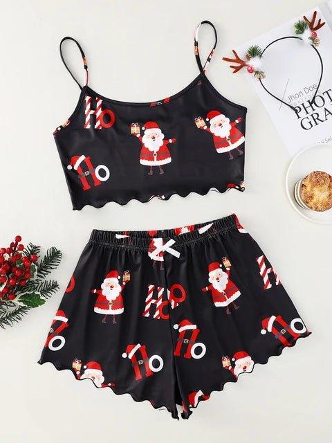 Christmas Themed Print Sleeveless Camisole Tops