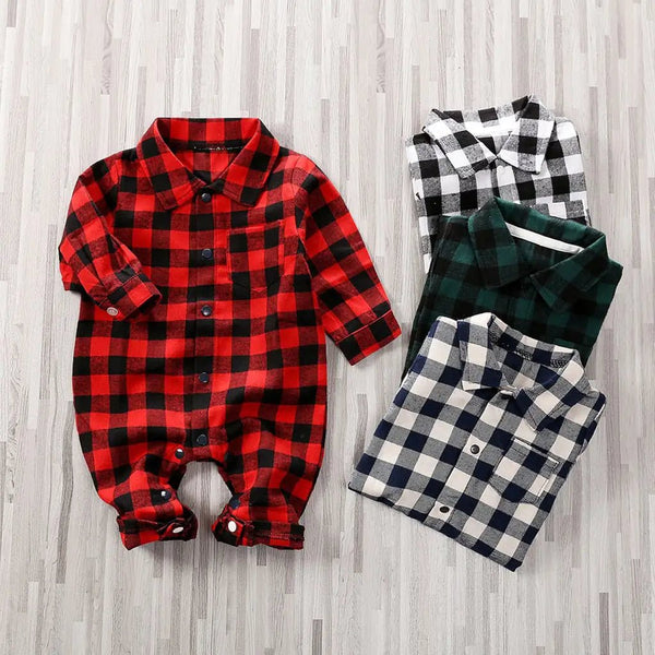 Stylish and Comfortable Baby Plaid Onesie Jumpsuit - Perfect for All Seasons