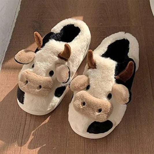 Cozy Cow Print Slippers