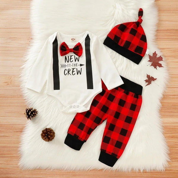 Dress Your Little Man in Style with the Cute 3PCS Set Newborn Baby Boy Clothes!