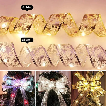 Battery-Operated Christmas Ribbon Light – Illuminate Your Holidays with Stunning Warmth - Home Kartz