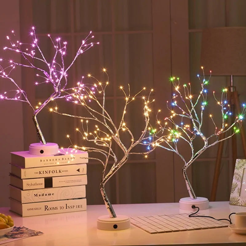 Enchanting 3D Copper Wire Fire Tree Pearl Night Light – Illuminate Your Space with Elegance 🌟