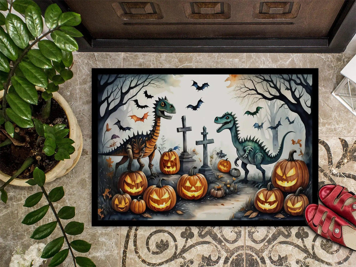 Dinosaurs Spooky Halloween Doormat