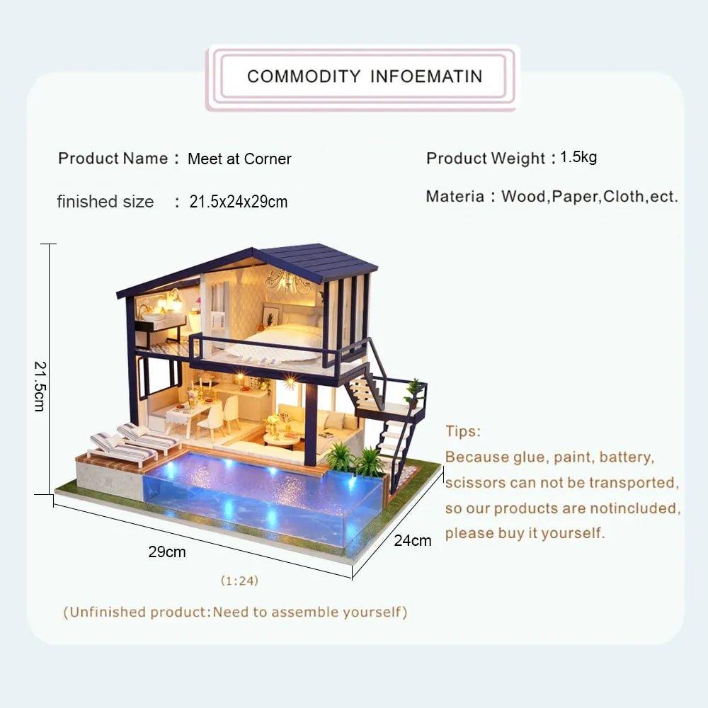 DIY Wooden Dollhouse with Furnitures