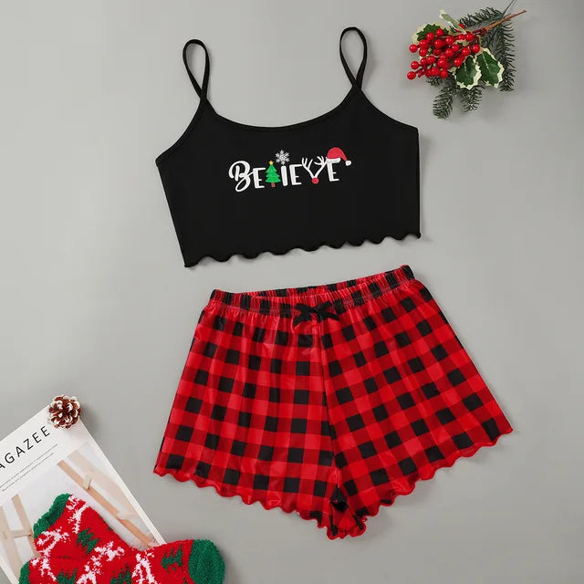 Women's Christmas Strapless Pajama Set