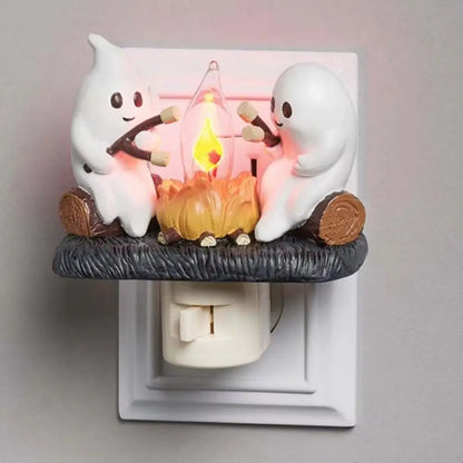 Ghost Bonfire Night Light - Cozy Halloween Decor with Warm Glow