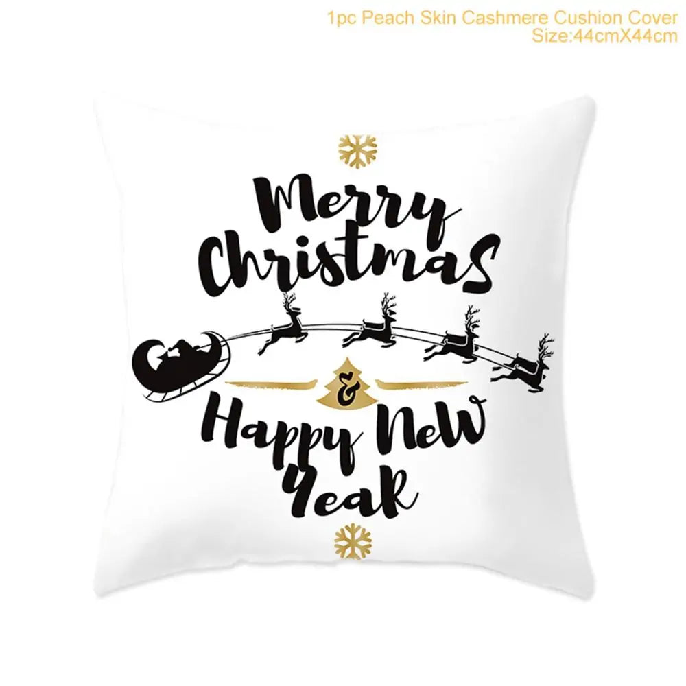 Cotton Linen Merry Christmas Cover Cushions - Holiday Decor for Living Room and Bedroom