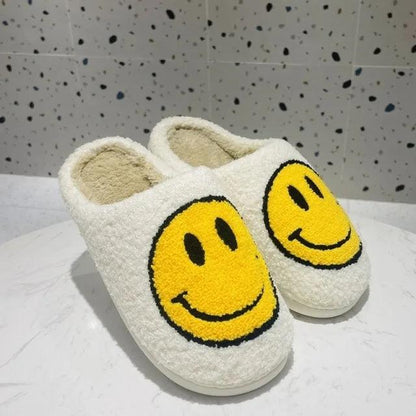 Smile Face Faux Fur Slippers