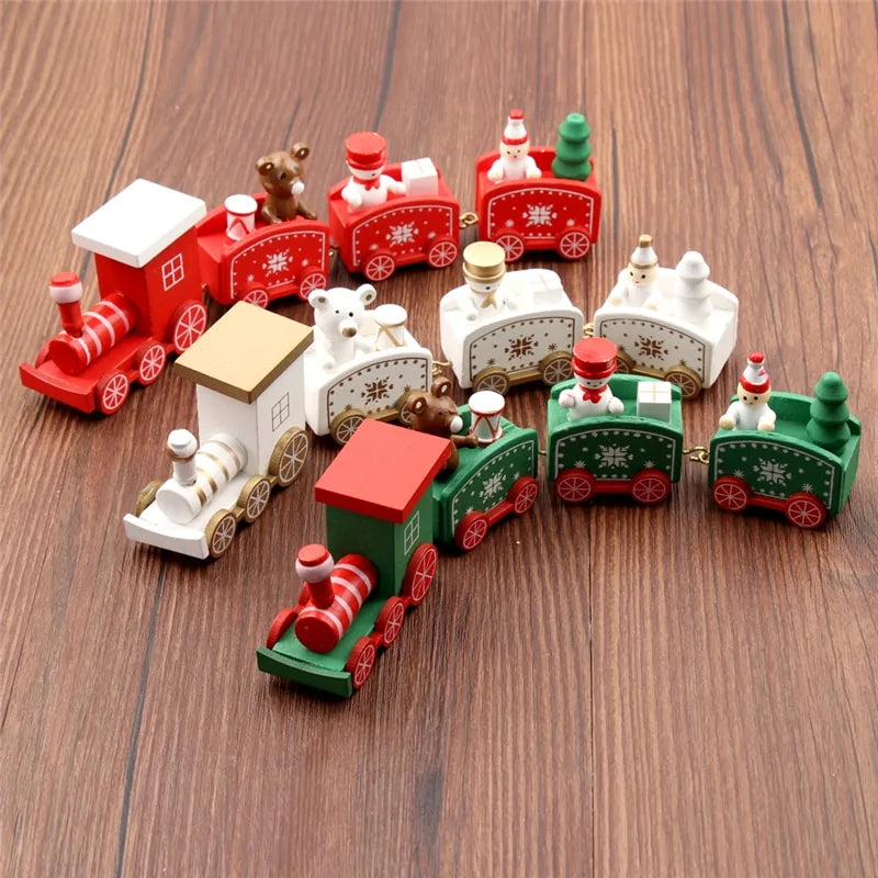 Christmas Train Painted Wood Decoration – Festive & Charming Holiday Ornament 🎄🚂