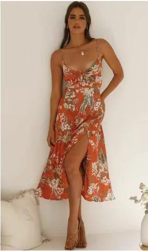 Floral Bliss V - Neck Midi Dress