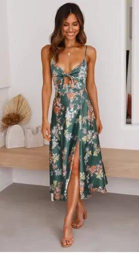 Floral Print Sleeveless V - Neck Dress – Fresh and Sweet Spring/Summer Style