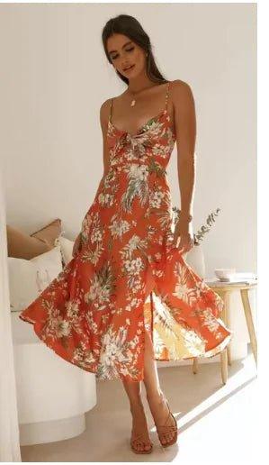 Floral Print Sleeveless V - Neck Dress – Fresh and Sweet Spring/Summer Style