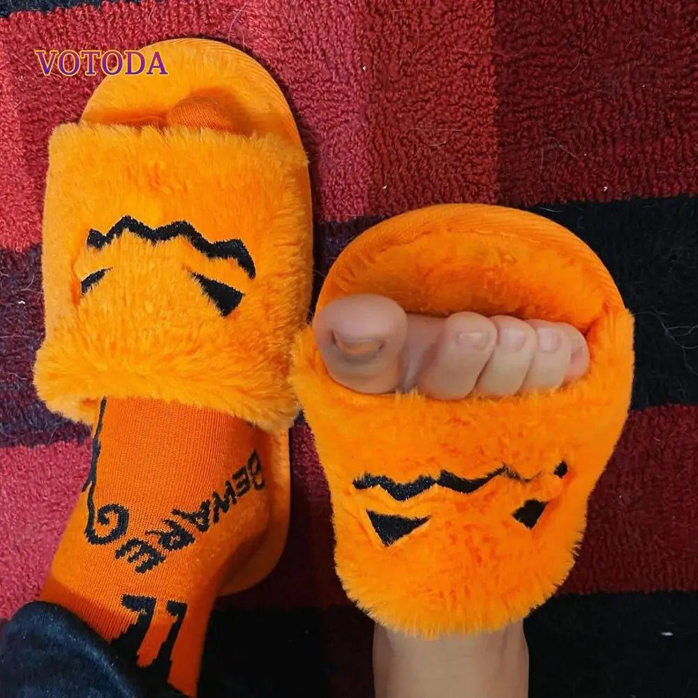 Fuzzy Pumpkin Slipper