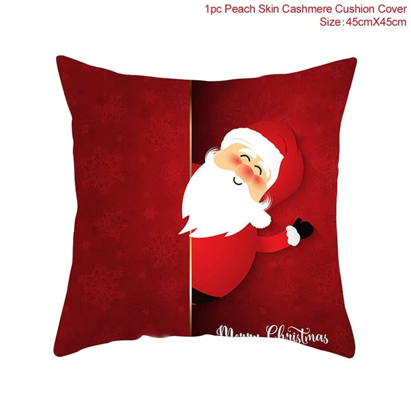 Cotton Linen Merry Christmas Cover Cushions - Holiday Decor for Living Room and Bedroom