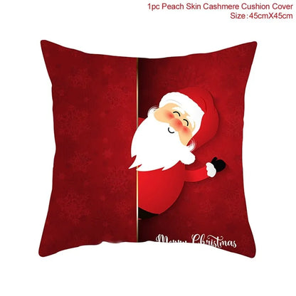 Cotton Linen Merry Christmas Cover Cushions - Holiday Decor for Living Room and Bedroom