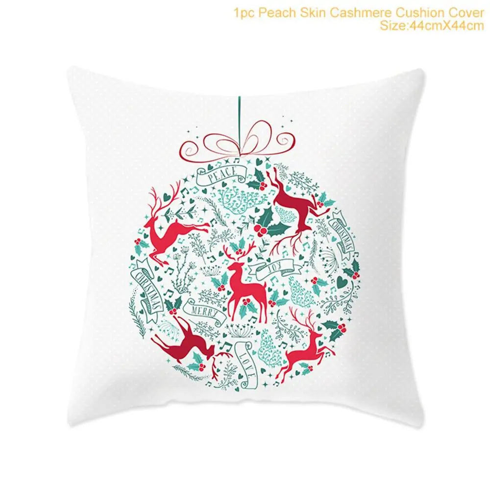 Cotton Linen Merry Christmas Cover Cushions - Holiday Decor for Living Room and Bedroom