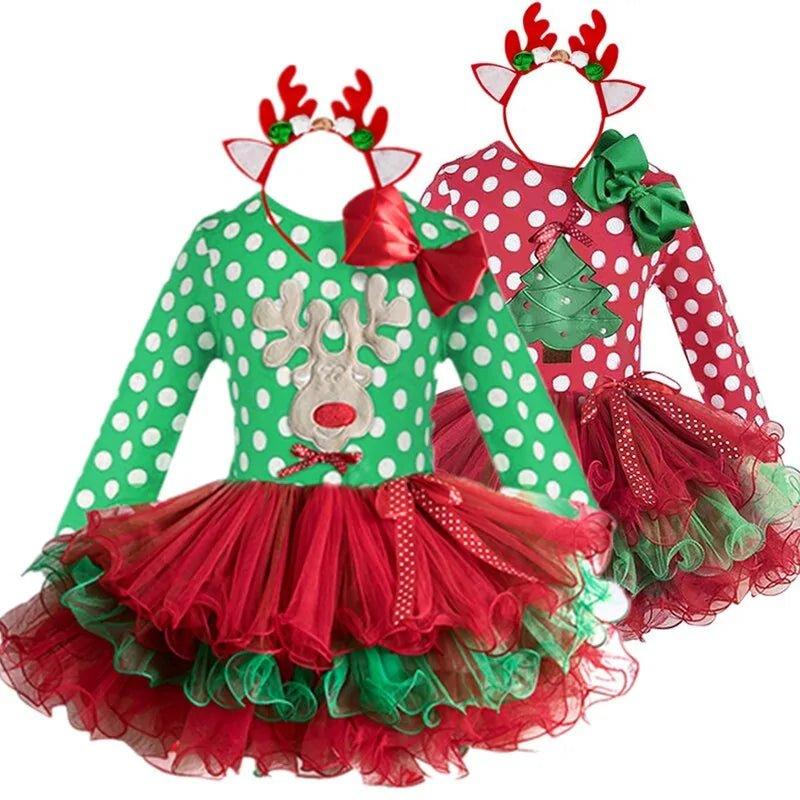 Girl's Long Sleeve Red Christmas Dress