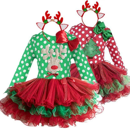 Girl's Long Sleeve Red Christmas Dress