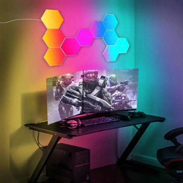 Illuminate Your Space with Hexagon LED Wall Lights: Vibrant Colors and Remote Control