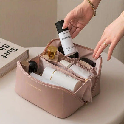 High - Capacity Leather Cosmetic Organizer