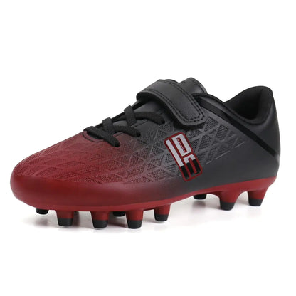 brooman Kids Firm Ground Soccer Cleats Boys Girls Athletic Outdoor Football Shoes 10 Toddler Black/Red