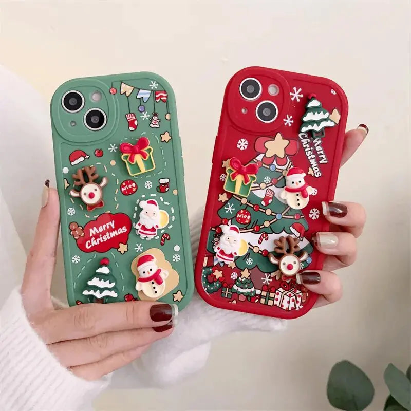 3D Christmas Cartoon iPhone Case – Festive Protection for Your Phone 🎄📱