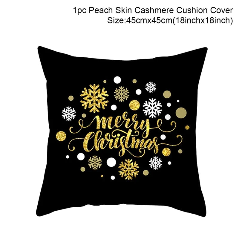 Cotton Linen Merry Christmas Cover Cushions - Holiday Decor for Living Room and Bedroom