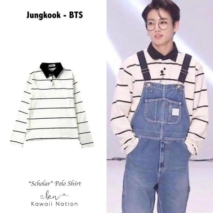 Jungkook Style Stripes Shirt