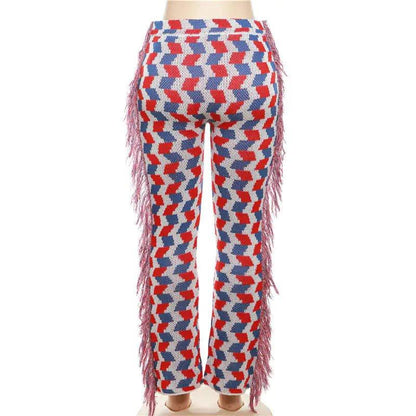 Knit Colorful Plaid Pants