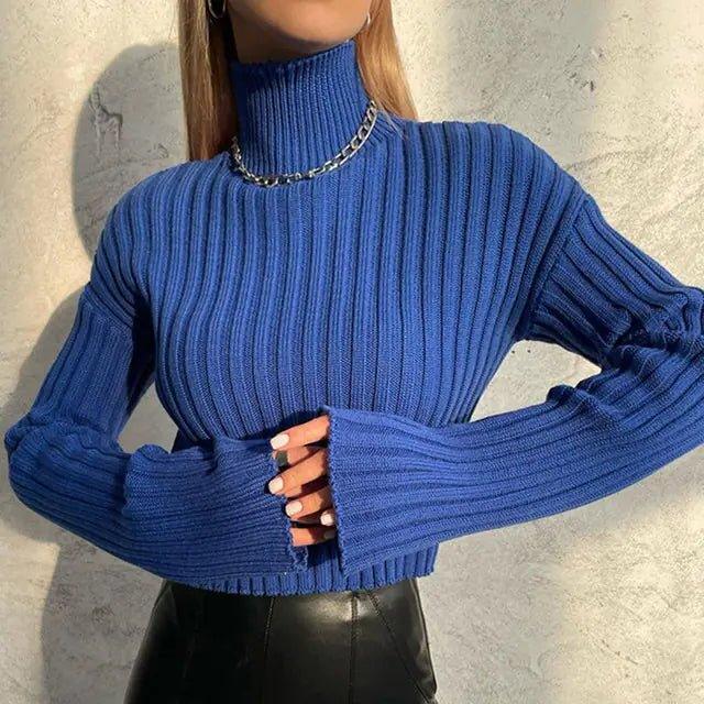 Knit Turtleneck Flare Sleeve Sweater