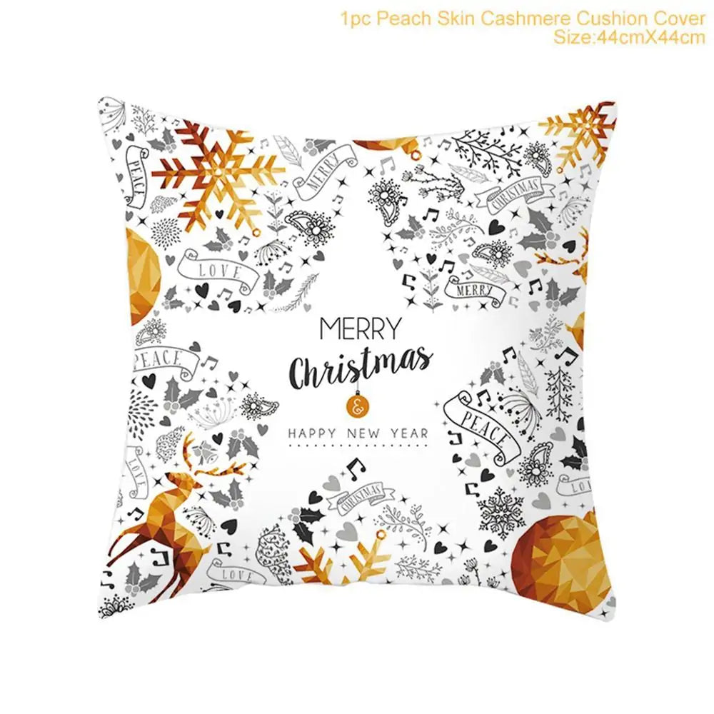 Cotton Linen Merry Christmas Cover Cushions - Holiday Decor for Living Room and Bedroom