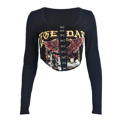 Legendary Long Sleeve Ribbed Graphic Crop Top