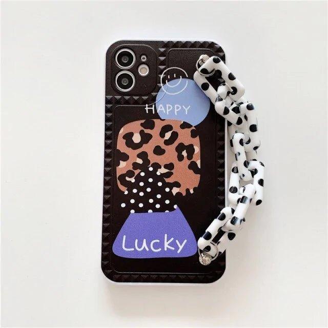 Leopard Print Letter Bracelet Case For iPhone