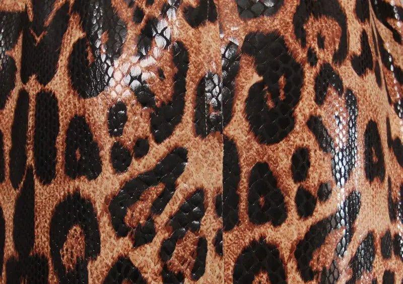 Leopard Printed Leather Trench Coat