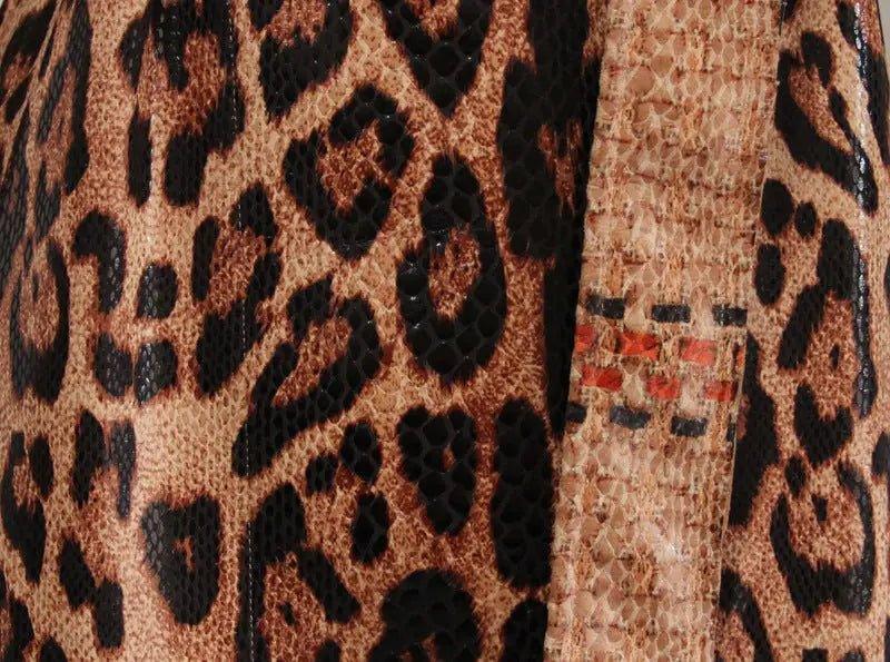 Leopard Printed Leather Trench Coat