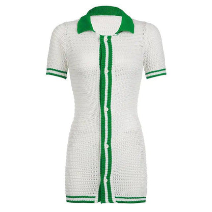 Let’s Go Golfing Crochet Knit Mini Dress