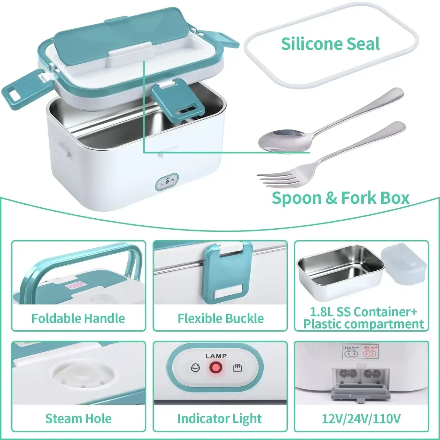 Electric Lunch Box: 3-in-1 Heated Meal Solution for Cars, Trucks, Office and Home Use