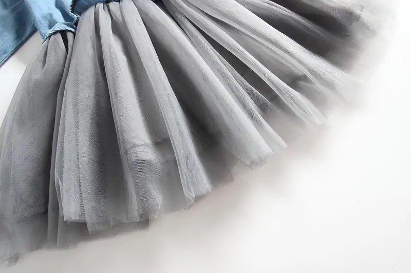 Long - Sleeve Denim Tutu Dress