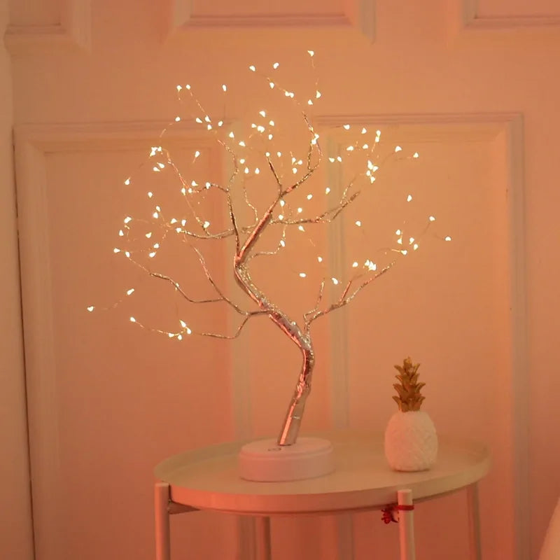 Enchanting 3D Copper Wire Fire Tree Pearl Night Light – Illuminate Your Space with Elegance 🌟