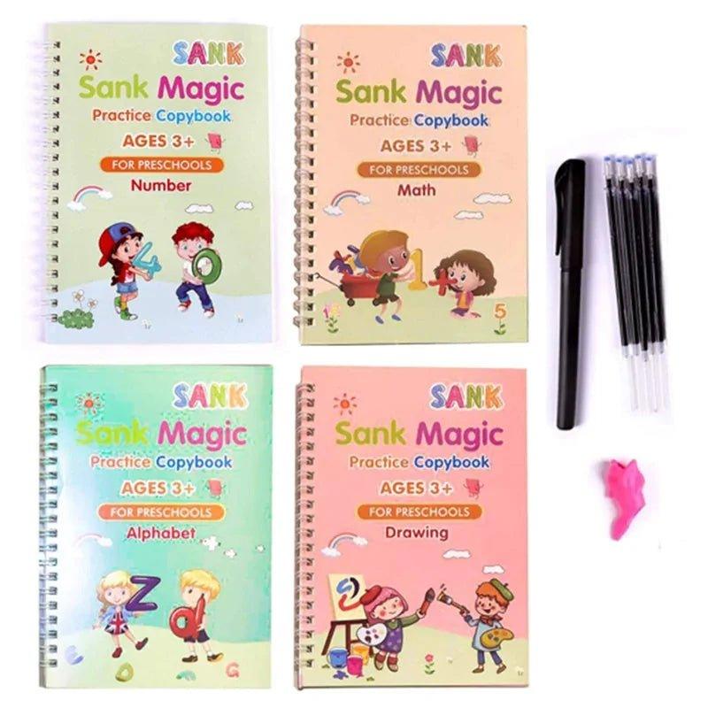 Magic Practice Book Set with Wiping Pen and Sticker Copybook for Children