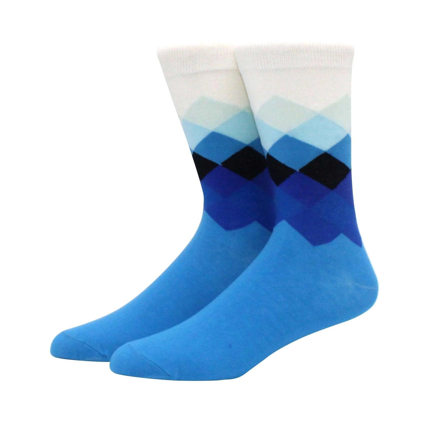 Men's Funny Diamond Pattern Happy Socks: Large Size Combed Cotton